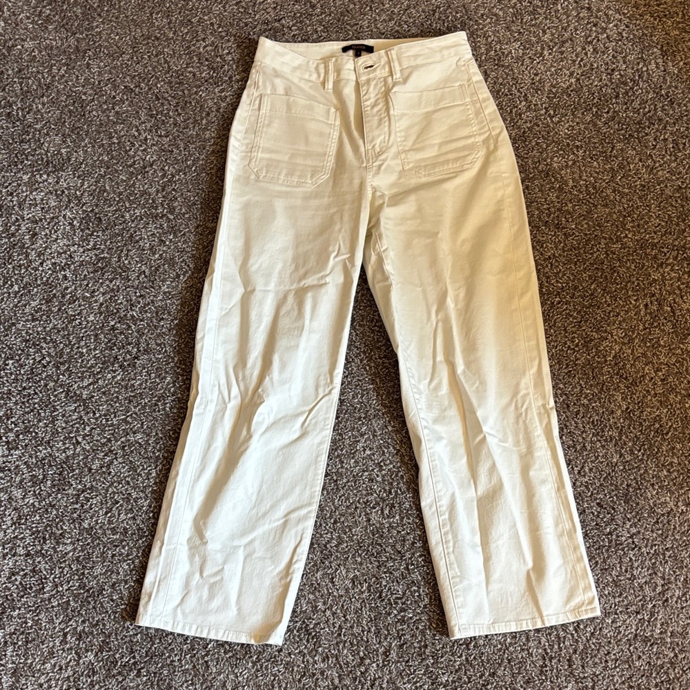 Quince High-Waist Wide Leg Cream Pants